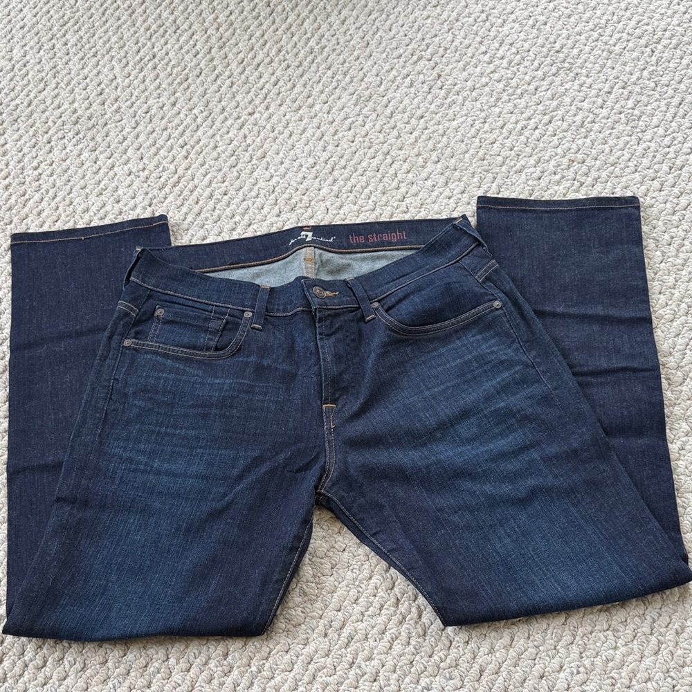 7 For All Mankind Men's Straight Jeans - Deep Indigo